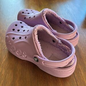 Purple lined Crocs, women’s size 8